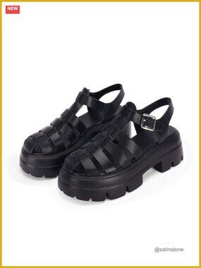 Women's Platform Gladiator Fisherman Sandals Faux Leather Closed Toe Lug Sole